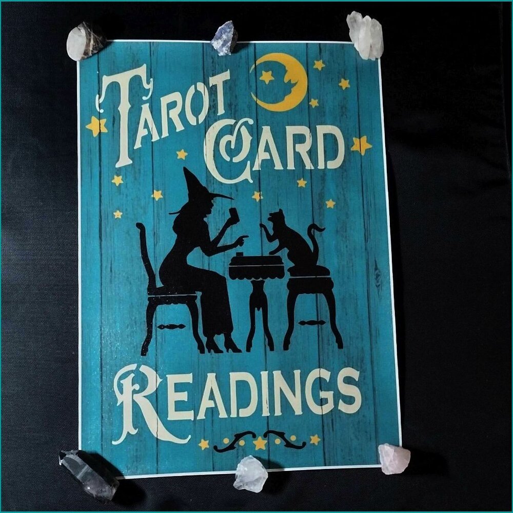 New - Large Turquoise Canvas Tarot Card Reading Sign